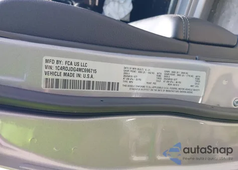 2021 Dodge Durango Gt Plus Awd из США, поврежденный, VIN 1C4RDJDG4MC696715